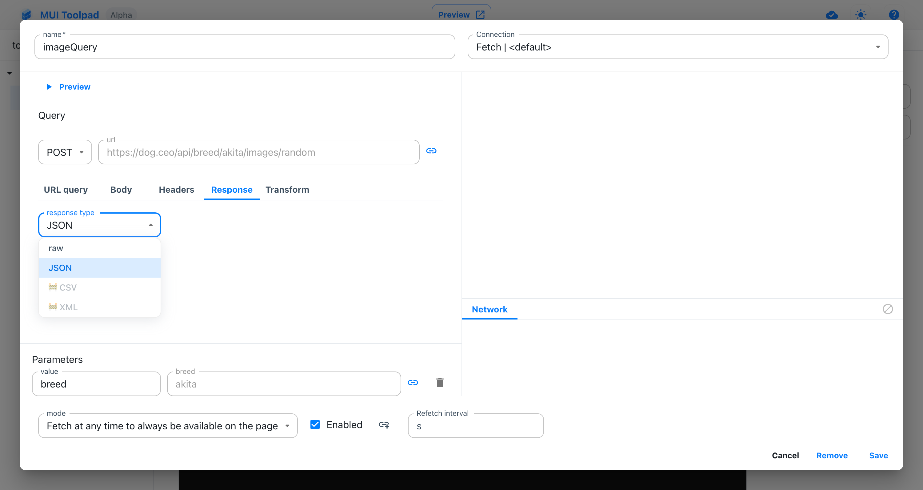 Add response parse format